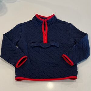 Janie and Jack Navy Quilted Sweatshirt with Red Trim